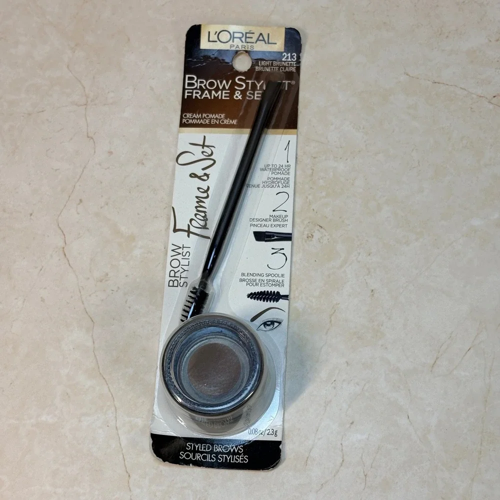 Loreal Paris Brow Stylist Frame Set Cream‎ Pomade Light Brunette 213 Brush